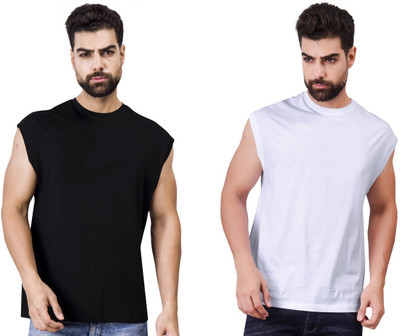 I&D Solid Men Round Neck Multicolor T-Shirt