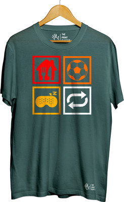 THE PRINT PLATTER Graphic Print Men Round Neck Dark Green T-Shirt