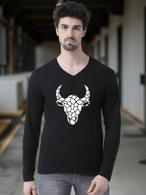 FRISKERS Graphic Print Men V Neck Black T-Shirt
