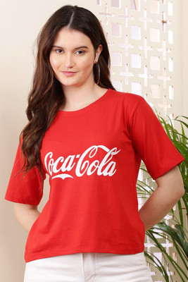 DIVAAS Printed Women Round Neck Red T-Shirt