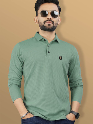 VeBNoR Solid Men Polo Neck Light Green T-Shirt