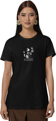 Special Trend Hub Graphic Print Women Round Neck Black T-Shirt