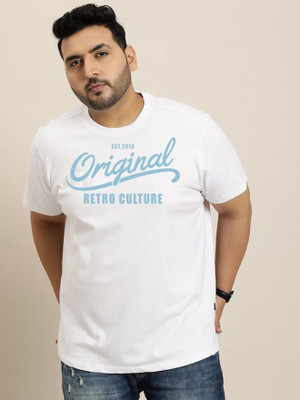 KIXO PLUS Printed Men Round Neck White T-Shirt