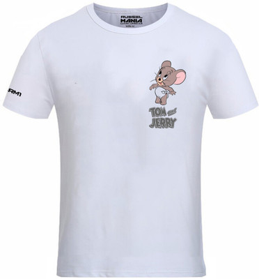 RusselMania Printed Men Round Neck White T-Shirt
