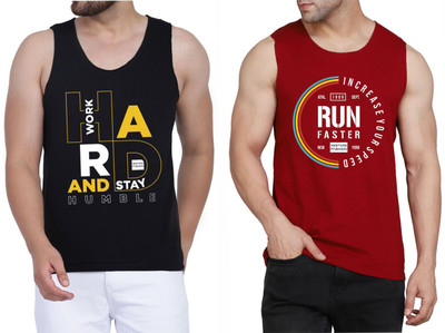 WOOSTRO Typography Men Scoop Neck Black, Maroon T-Shirt