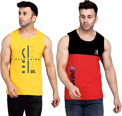 SLOWLORIS Printed Men Round Neck Yellow, Black, Red T-Shirt