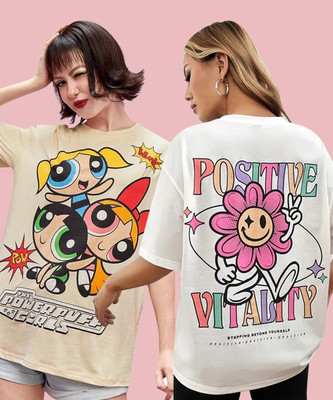 DreamBe Printed Women Round Neck Multicolor T-Shirt