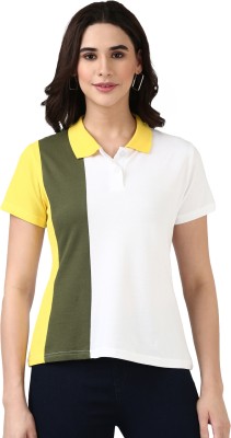 FILAMODE Solid Women Polo Neck Multicolor T-Shirt