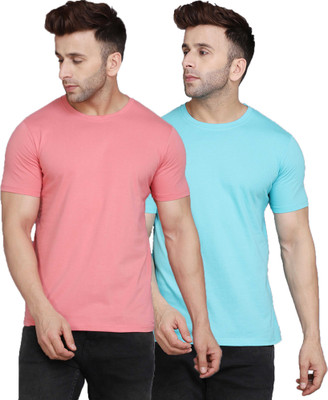SLOWLORIS Solid Men Round Neck Multicolor T-Shirt