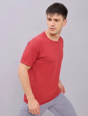 Jangoboy Solid Men Round Neck Red T-Shirt