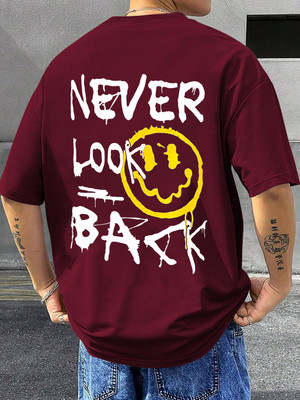 TripBroz Printed Men Round Neck Maroon T-Shirt