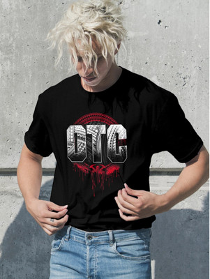 ShoppyWorm Printed Men Round Neck Reversible Black T-Shirt
