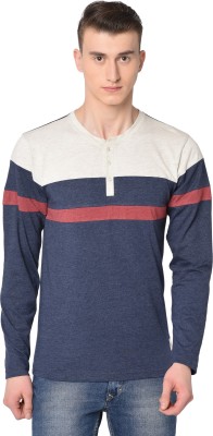 GLITO Colorblock Men Henley Neck Multicolor T-Shirt