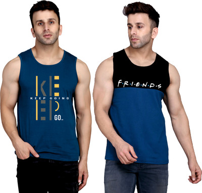 SLOWLORIS Graphic Print Men Round Neck Dark Blue, Black T-Shirt