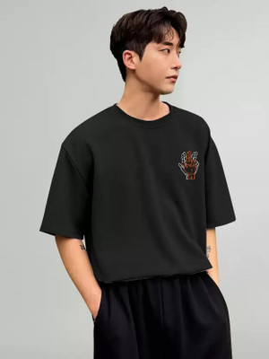Zenloop Styles Printed Men Round Neck Black T-Shirt