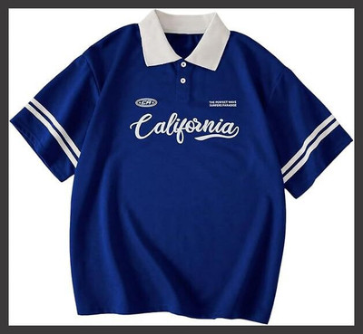 Hackmen Printed Men Polo Neck Blue T-Shirt