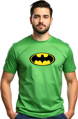 JEDFER Graphic Print, Superhero Men Round Neck Green T-Shirt