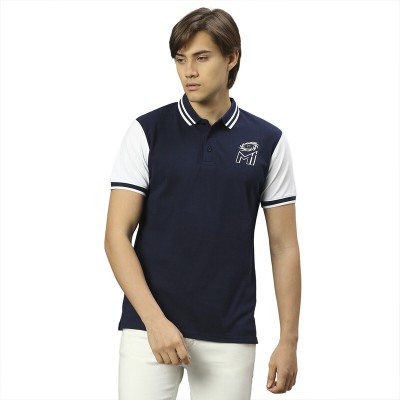 Fancode Printed Men Polo Neck Navy Blue T-Shirt