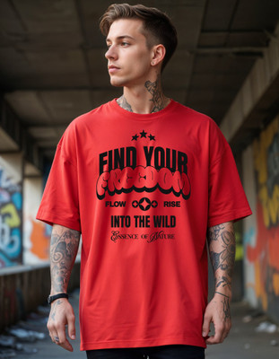 Smartees Printed Men Round Neck Red T-Shirt