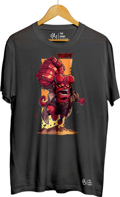 THE PRINT PLATTER Printed Men Round Neck Black T-Shirt