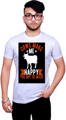 KRYONIX Printed, Typography Men Round Neck White T-Shirt