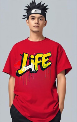 BLOSSOMTRADER Typography Men Round Neck Red T-Shirt