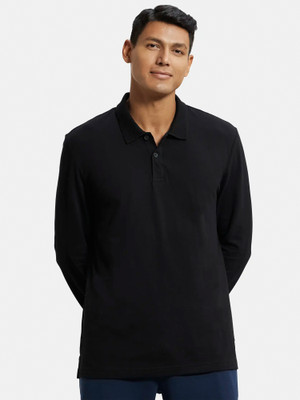 JOCKEY Solid Men Polo Neck Black T-Shirt