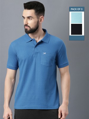 Force NXT Solid Men Polo Neck Dark Blue, Light Blue, Black T-Shirt