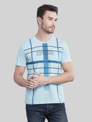 BE POSITIVE Printed Men Round Neck Blue T-Shirt