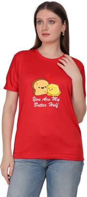 HouseOfCommon Graphic Print Women Round Neck Red T-Shirt