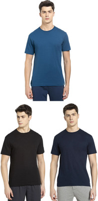 JOCKEY Solid Men Round Neck Black, Dark Blue, Blue T-Shirt