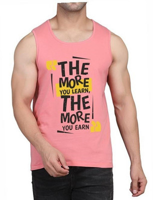 WOOSTRO Printed Men Round Neck Pink T-Shirt