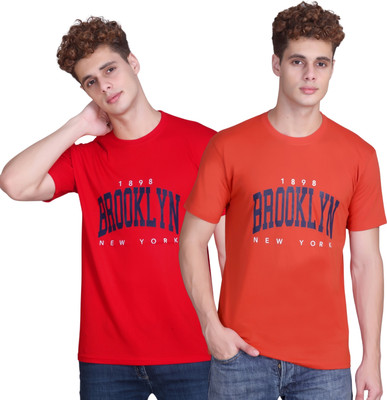 Zeffit Printed Men Round Neck Red, Multicolor T-Shirt