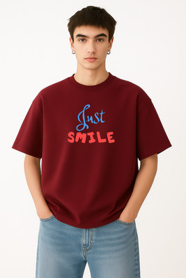 RIVONN Typography Men Round Neck Maroon T-Shirt