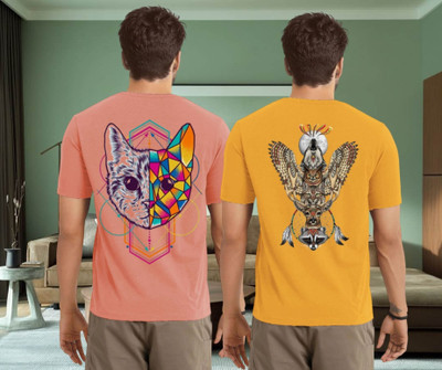 Parona Graphic Print Men Round Neck Multicolor T-Shirt