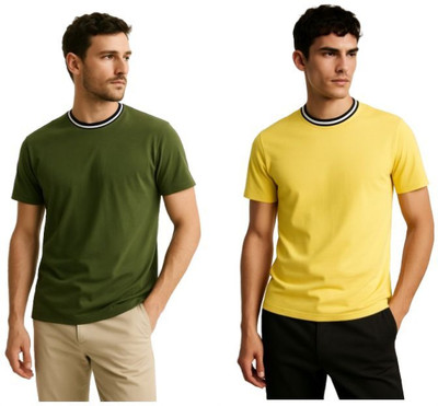 Smriti Enterprises Solid Men Round Neck Multicolor T-Shirt