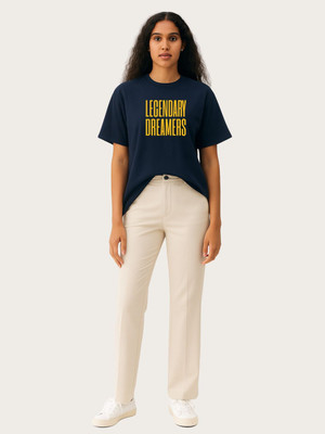 Peach Blossom Self Design Women Round Neck Light Blue T-Shirt