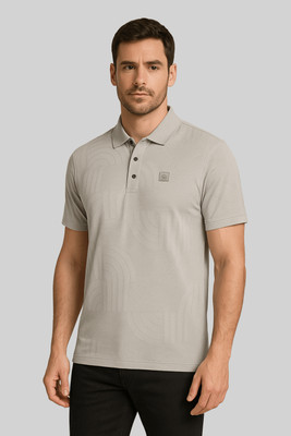 GO BIRDY Solid Men Polo Neck Grey T-Shirt
