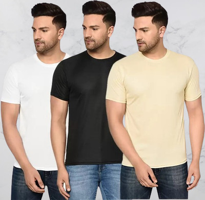 SM SHAYAM CREATION Solid Men Round Neck Multicolor T-Shirt