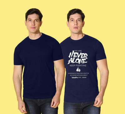 WOOSTRO Printed Men Round Neck Blue, Navy Blue T-Shirt