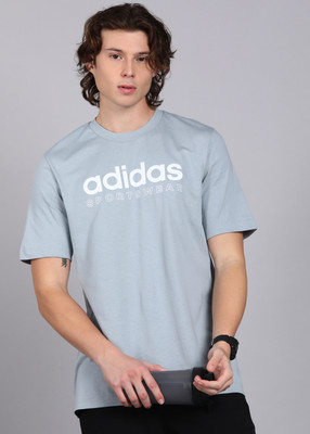 ADIDAS Printed Men Round Neck Grey T-Shirt