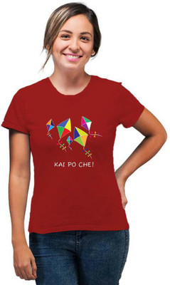 SmarTee Street Printed Women Round Neck Red T-Shirt