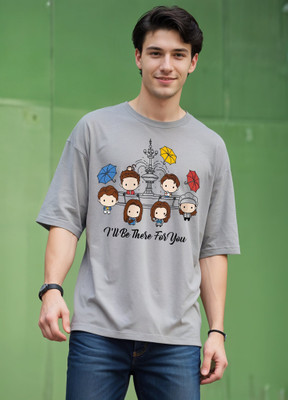 Smartees Printed Men Round Neck Grey T-Shirt