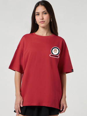BEWAKOOF Graphic Print Women Round Neck Red T-Shirt
