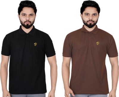 La Milano Solid Men Polo Neck Brown T-Shirt