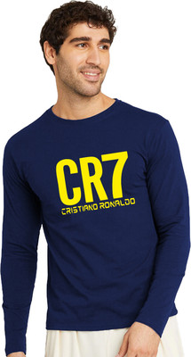 RULEDBYSUN Typography Men Round Neck Navy Blue T-Shirt