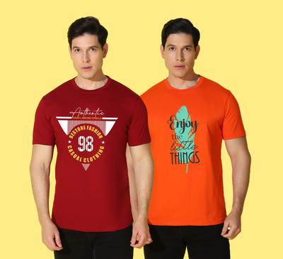 WOOSTRO Typography Men Round Neck Multicolor T-Shirt