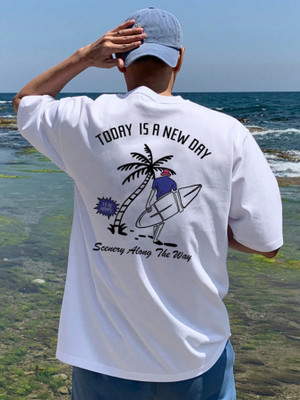 Relva Printed Men Round Neck White T-Shirt