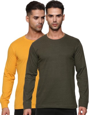 CMYK FABS Solid Men Round Neck Green, Yellow T-Shirt