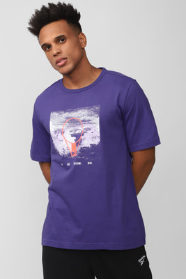 REEBOK Printed Men Crew Neck Purple T-Shirt